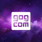 Fondo de una galaxia con el logo de GOG.com