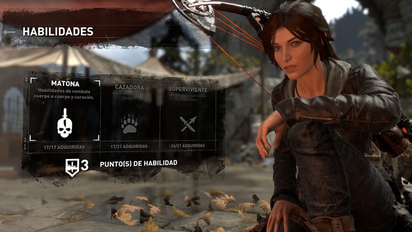 Árbol de talentos en Rise of the Tomb Raider.