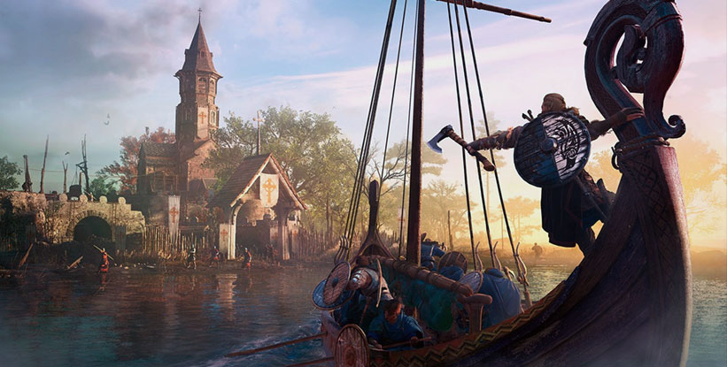 Eivor y sus hombres atacan un asentamiento cristiano en Assassin's Creed Valhalla