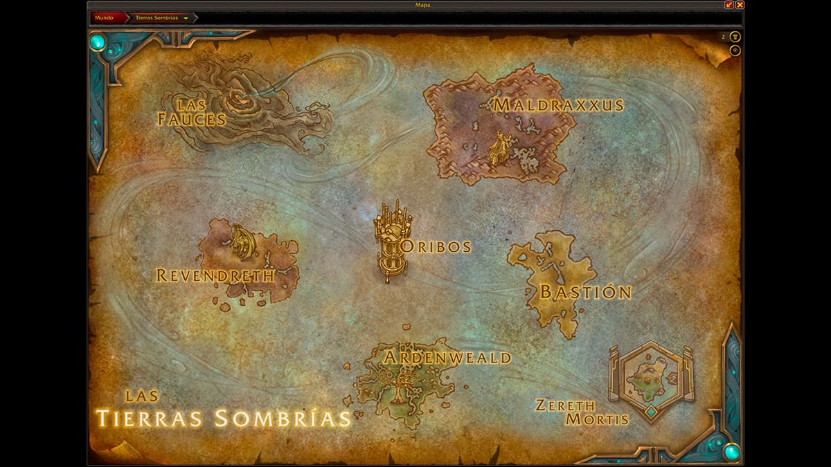 Mapa de las Tierras Sombrías en World of Warcraft