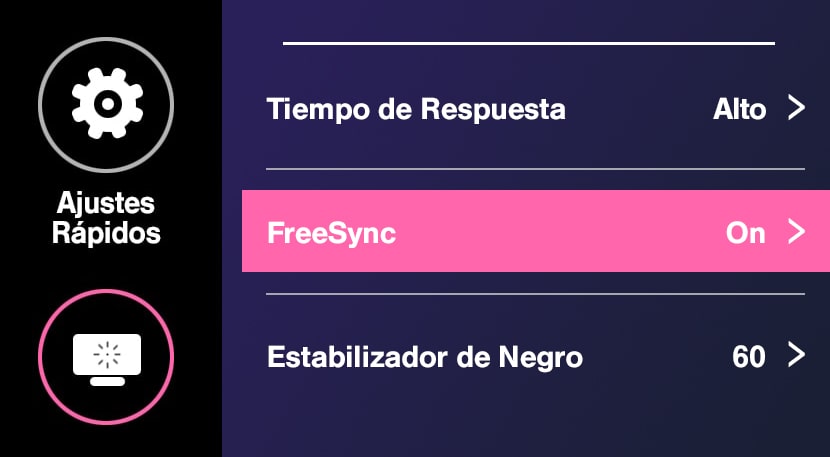 Interfaz de monitor FreeSync.
