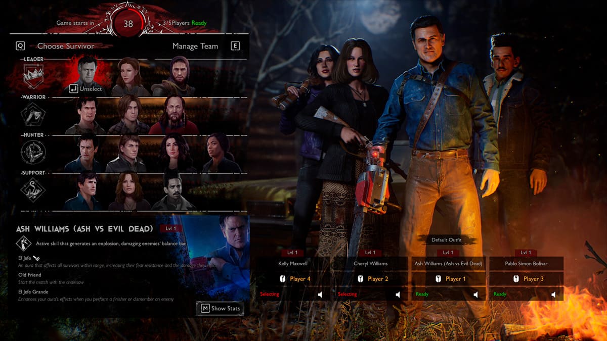 Selector de personajes de Evil Dead: The Game