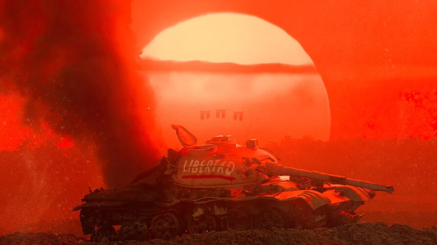 Un tanque con la palabra en español "Libertad" tiene problemas en el juego Far Cry 6.