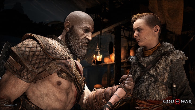 Kratos junto a su hijo en God of War.