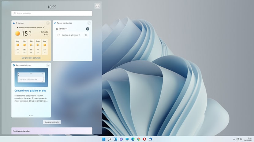 Panel de Widgets de Windows 11