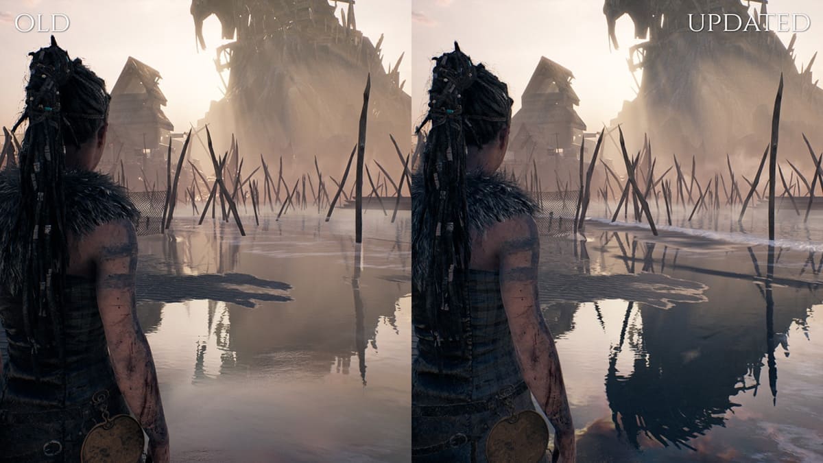 Comparación de la mejora de los gráficos de Hellblade: Senua's Sacrifice en PC.