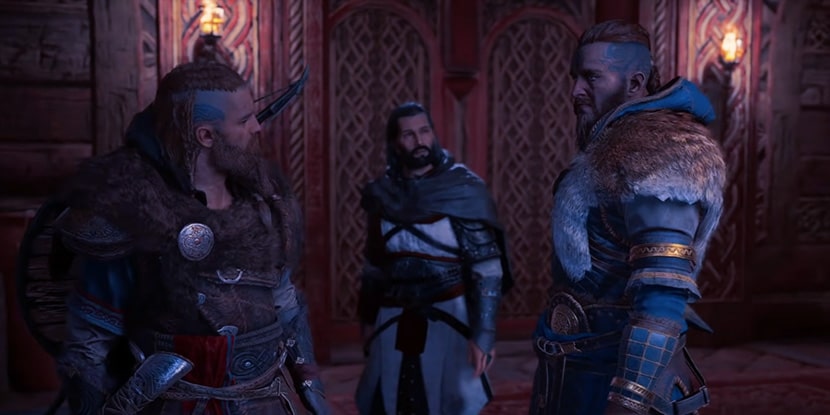 Eivor, Basim y Sigurd en Assassin's Creed Valhalla.