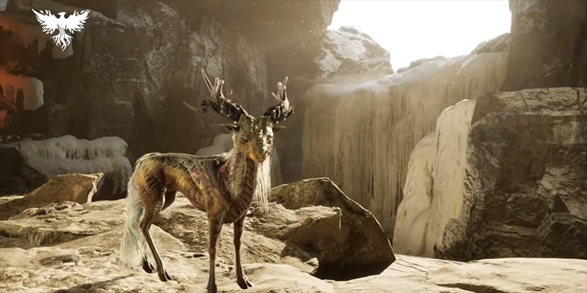 Una cabra y un paisaje en Ashes of Creation usando el motor Unreal Engine 5.