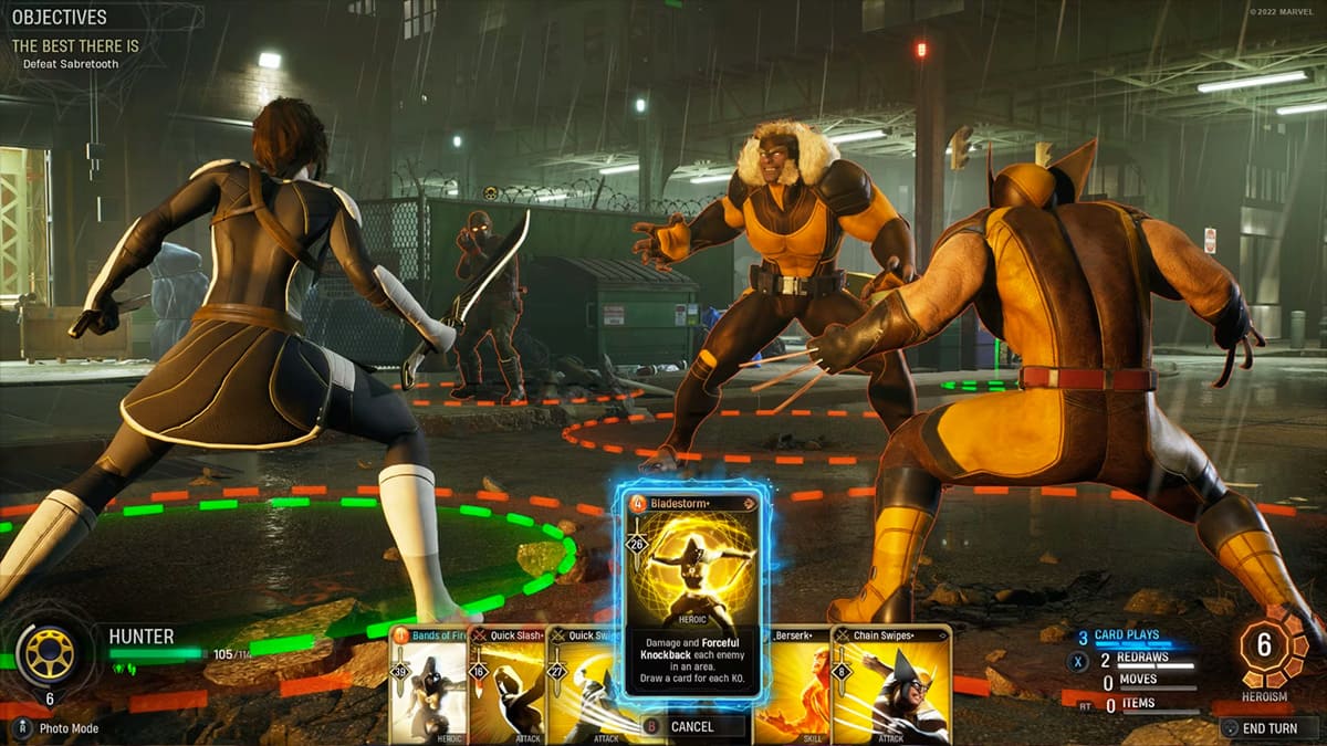 Interfaz de combate de Marvel's Midnight Suns.