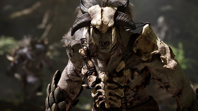 Un guerrero aratai con una armadura hecha de huesos en Ark 2.