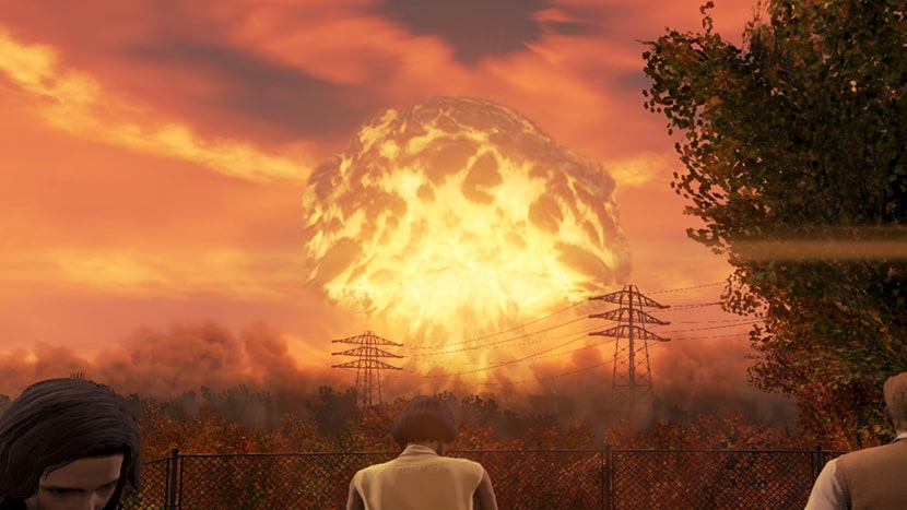 Explosión nuclear en Fallout 4.