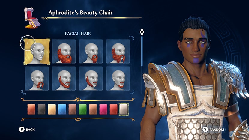 Personalización de personaje en Immortals: Fenyx Rising.