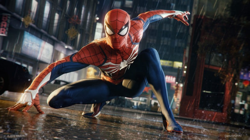 Gráficos de Spider-Man en PC con un equipo que cumple los requisitos máximos del juego.