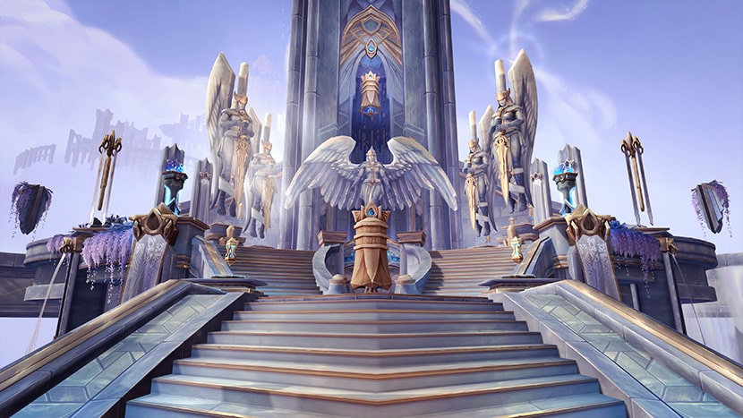 Bastión, la fortaleza de los kyrian en World of Warcraft: Shadowlands.