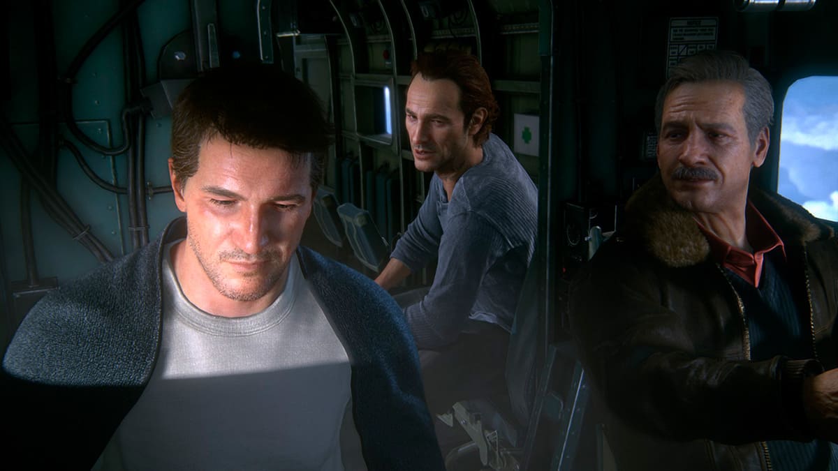 Nathan Drake, Victor Sullivan y Sam Drake en Uncharted 4