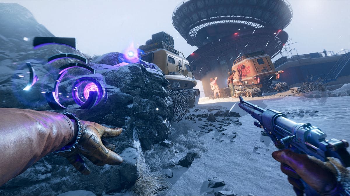 Colt ataca a unos enemigos en Deathloop.