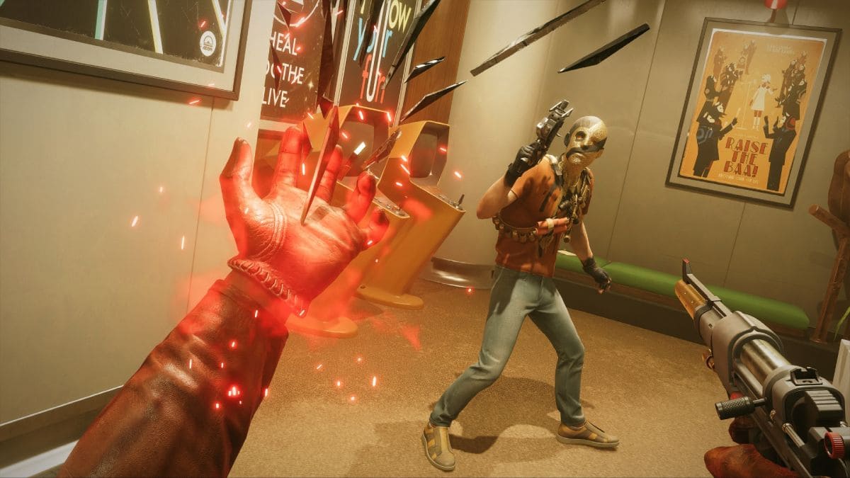 Colt usa sus habilidades especiales ante un enemigo en Deathloop.