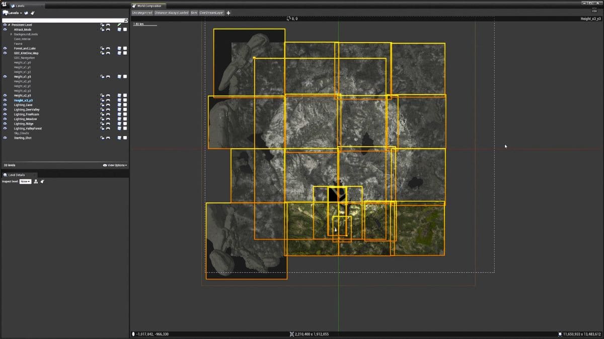 Interfaz de creación de mundos en Unreal Engine 5.