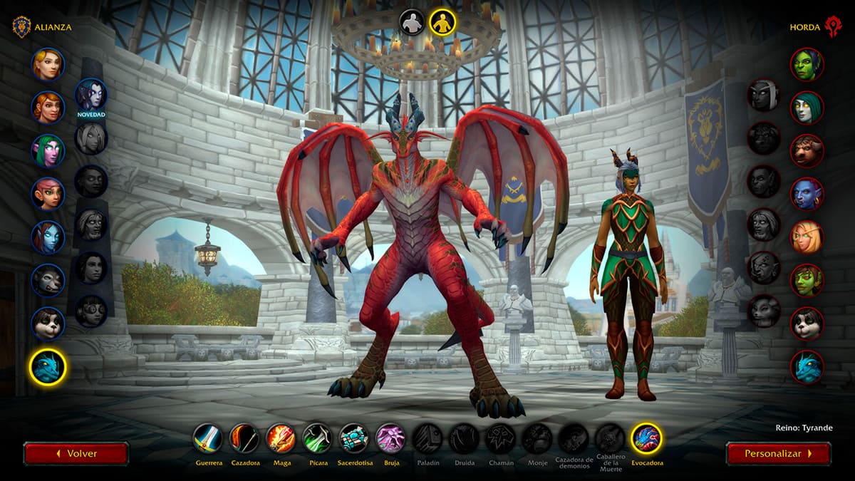 Pantalla de creación de personaje de los dracthyr en World of Warcraft Dragonflight