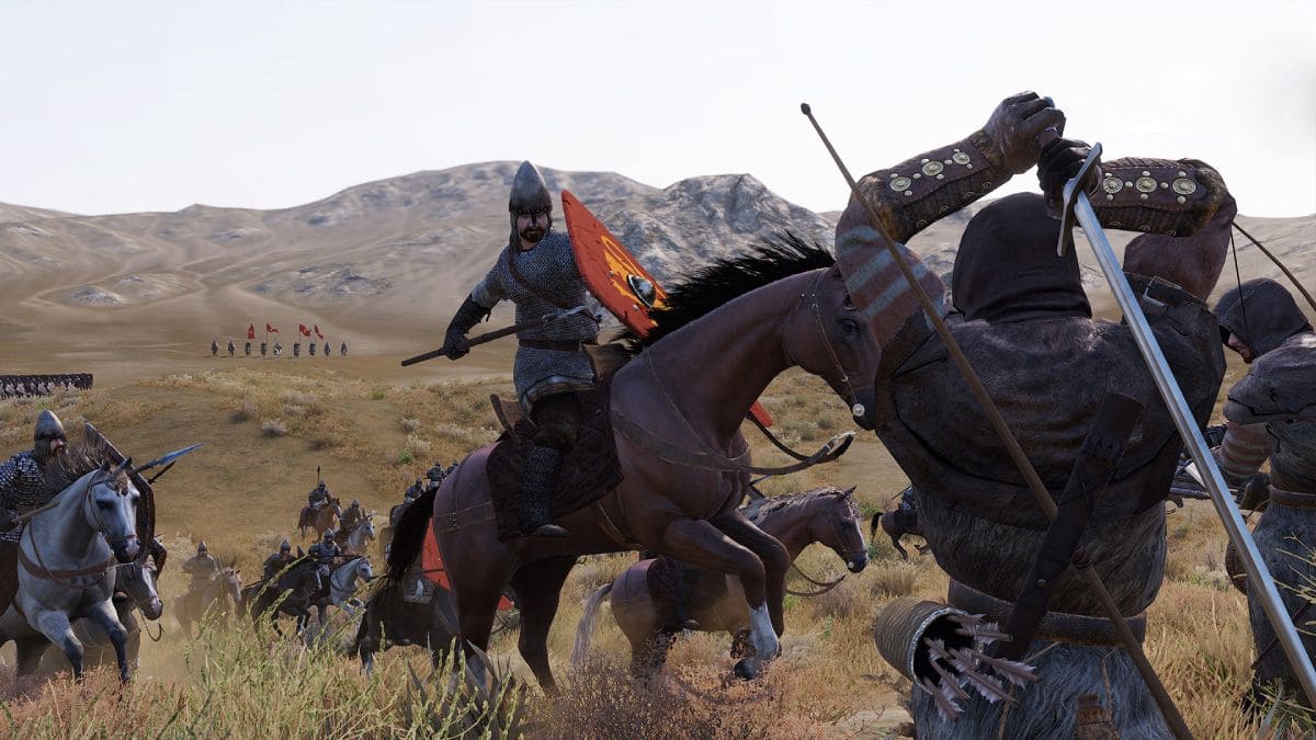 Combate a ras de suelo en Mount and Blade 2: Bannerlord.