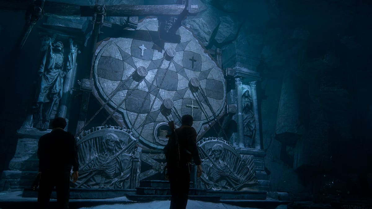 Un puzle con temática piratesca y religiosa en Uncharted 4.