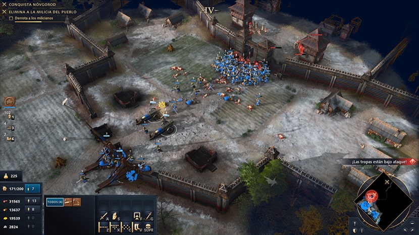 El ejército ruso ataca un castillo en Age of Empires IV.