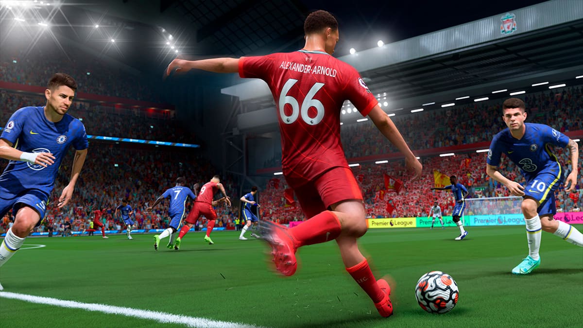 Una jugada en el juego de fútbol FIFA 22