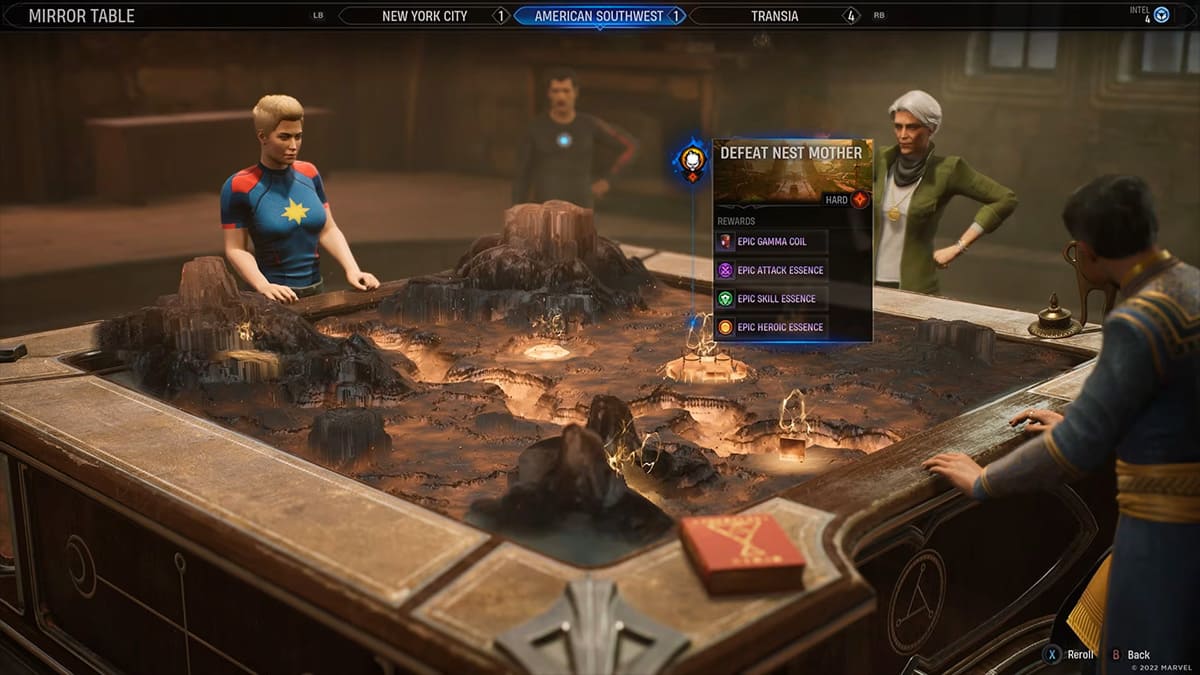 Personajes de Marvel's Midnight Suns ante el mapa de campaña del juego