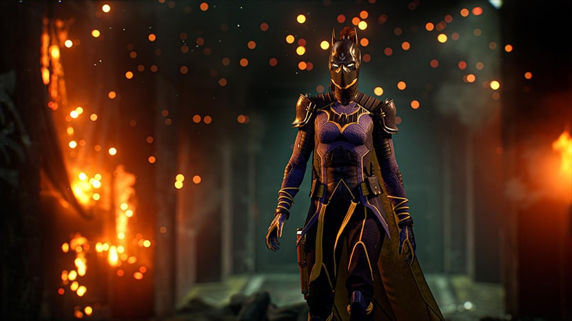 Batgirl luciendo un traje completo en el juego Gotham Knights.