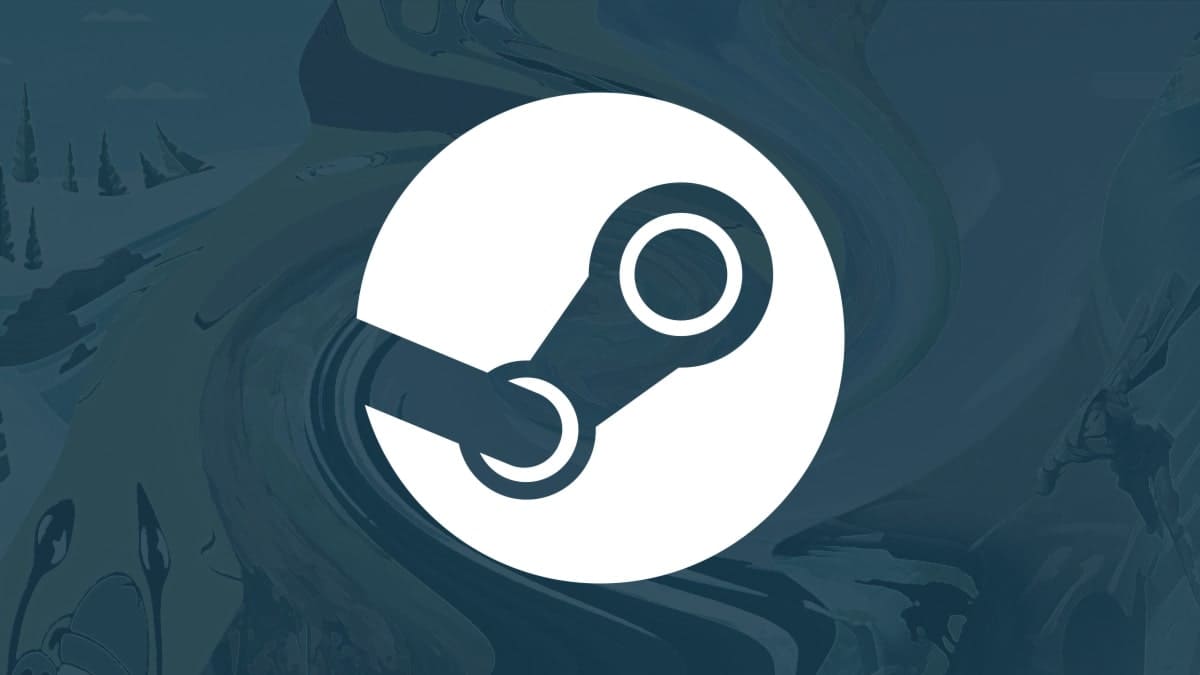 Logo de Steam sobre fondo de rebajas y ofertas