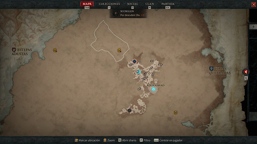Mapa de Diablo IV.