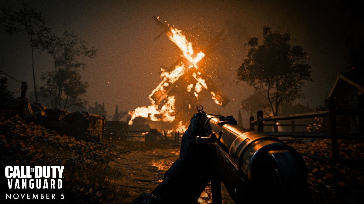 Un molino ardiendo en Call of Duty: Vanguard.