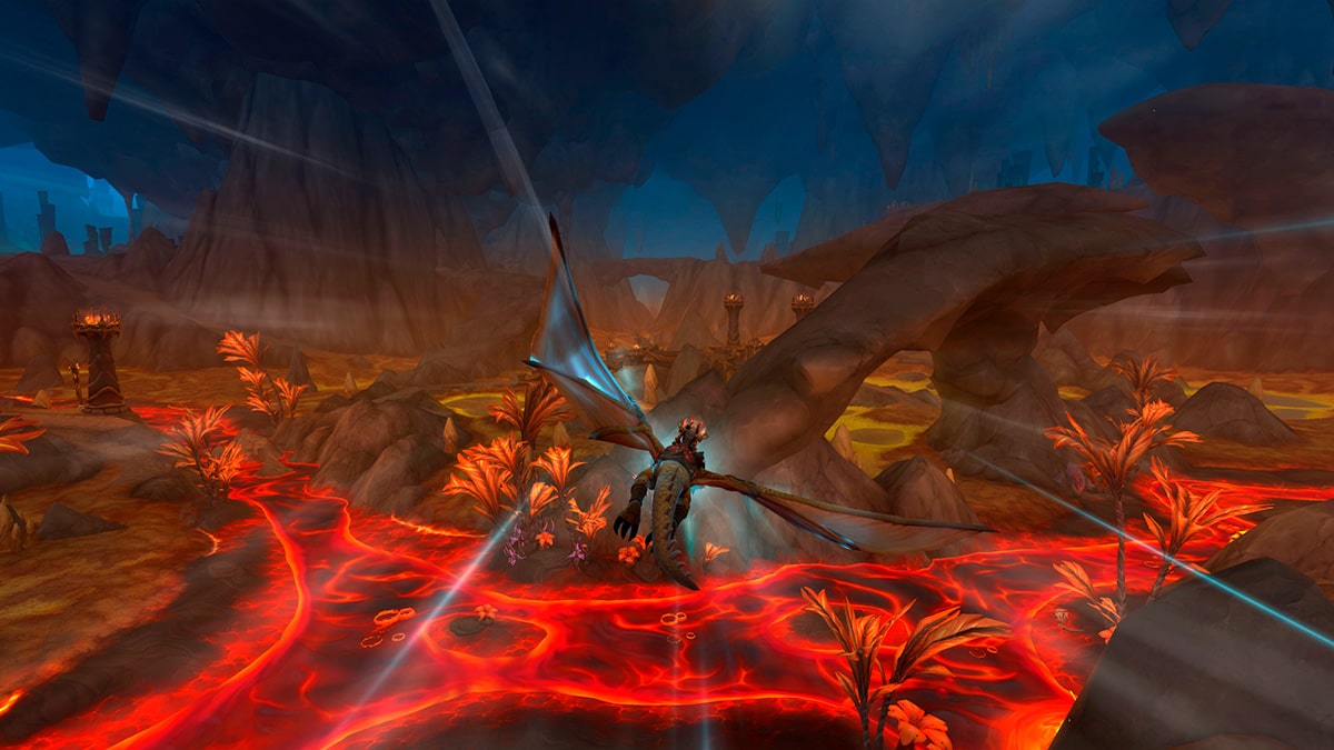 Jinete de dragones volando en la Caverna Zaralek.