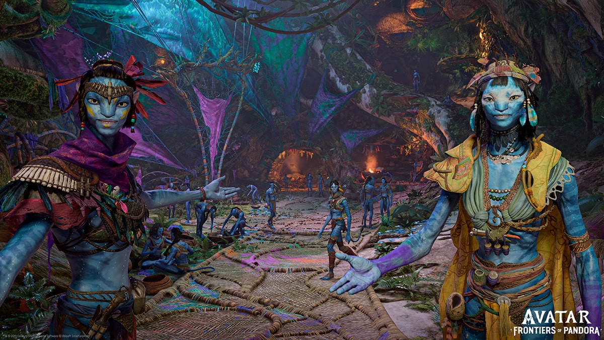 Dos na'vi en el juego Avatar: Frontiers of Pandora.