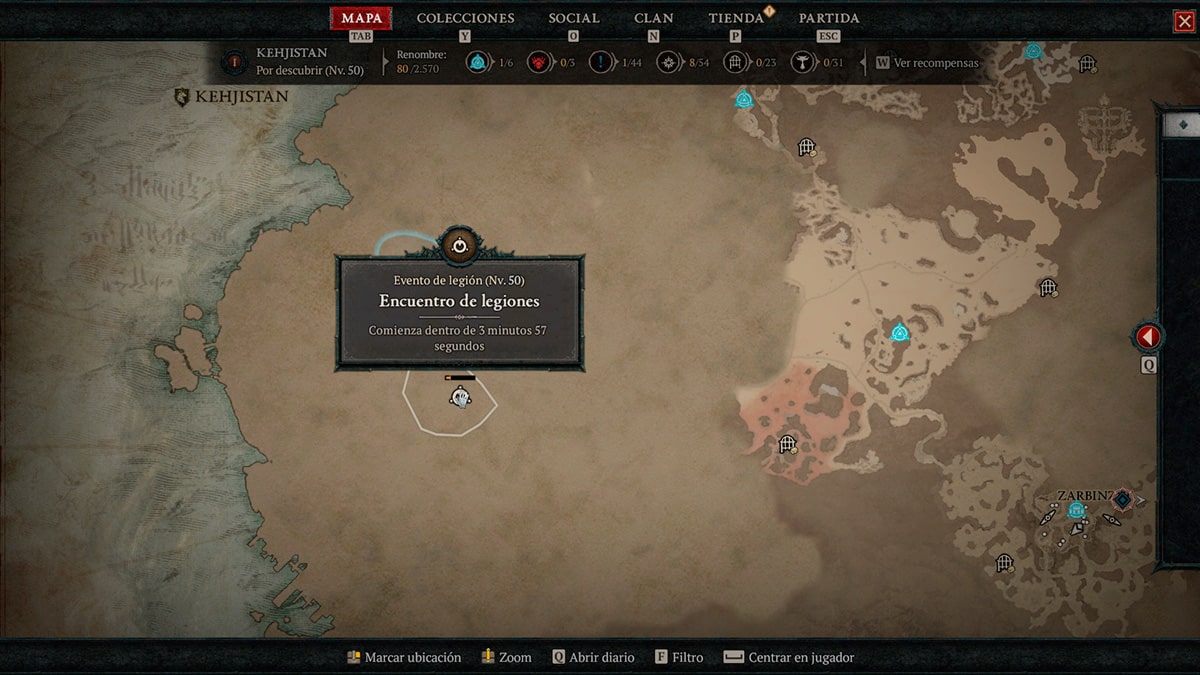 Evento en el mapa de Diablo IV.