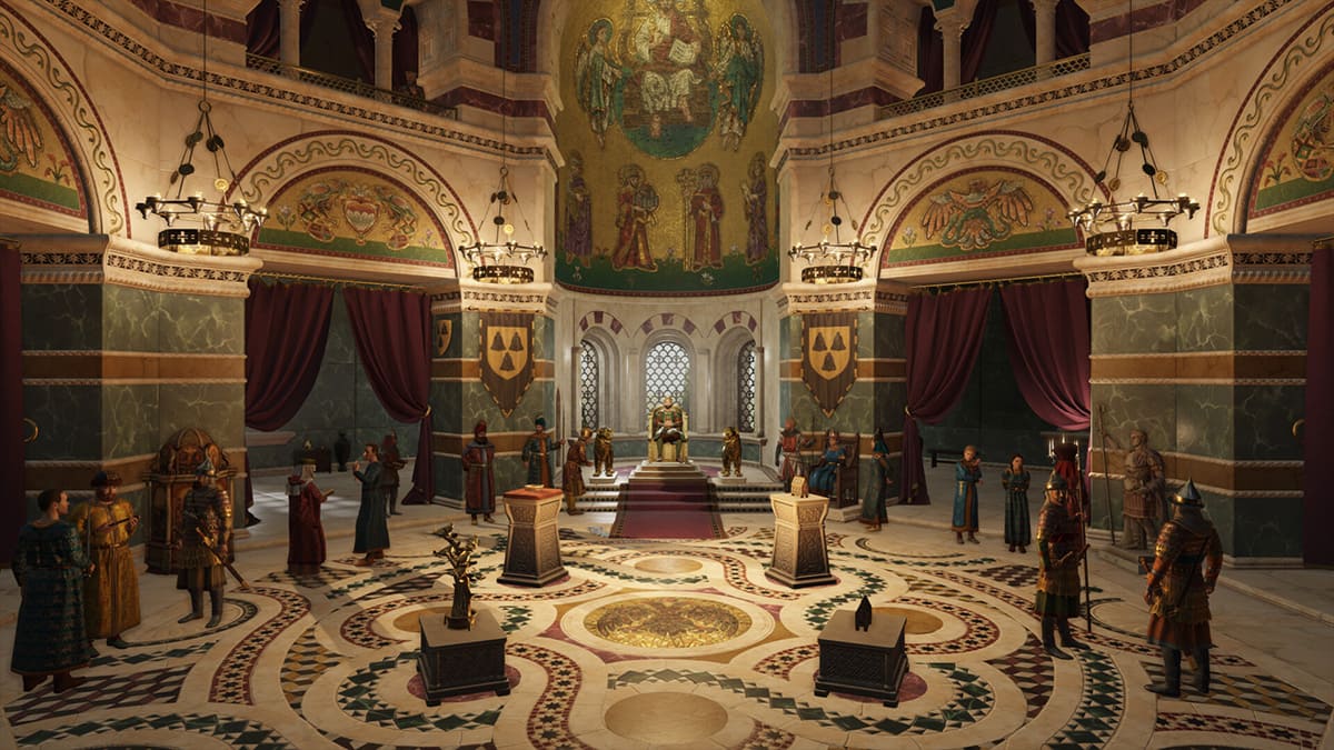 Sala del trono en Crusader Kings III.