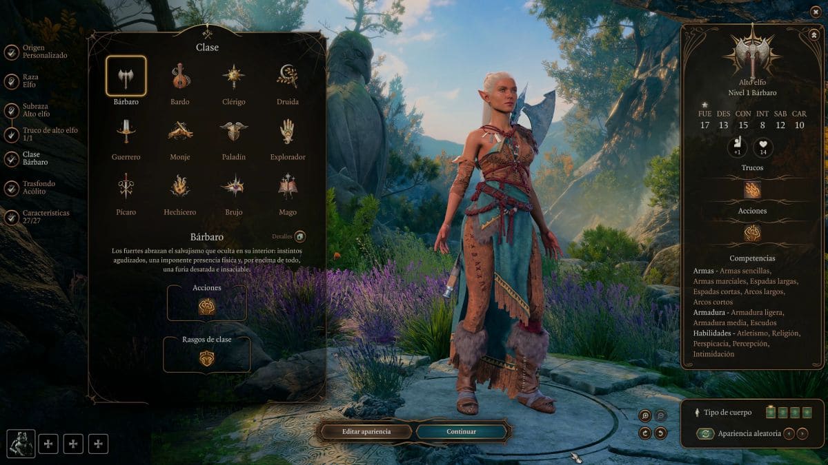Elección de clase en Baldur's Gate III