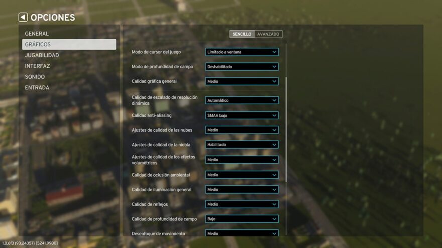 Opciones gráficas para mejorar el rendimiento en Cities Skylines 2.