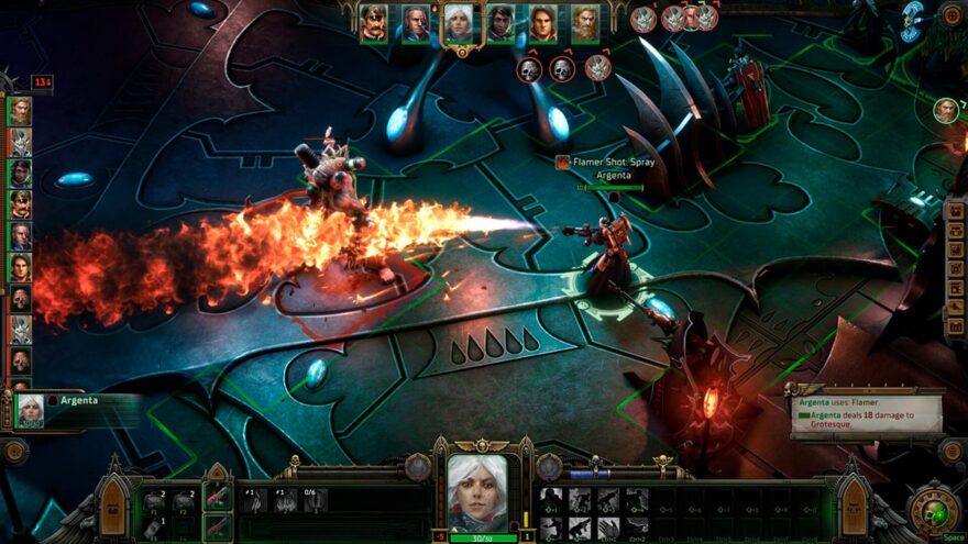 Interfaz de combate de Warhammer 40000: Rogue Trader.
