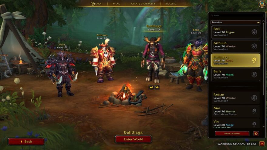 Interfaz de bandas guerreras en World of Warcraft: The War Within.