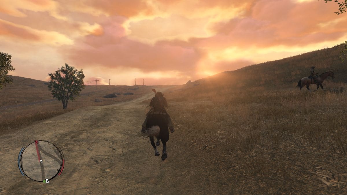 Captura de un atardecer en la versión de PC de Red Dead Redemption