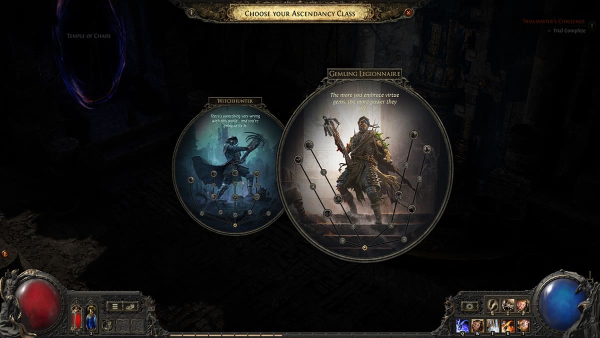 Selección de clase ascendente en Path of Exile 2.