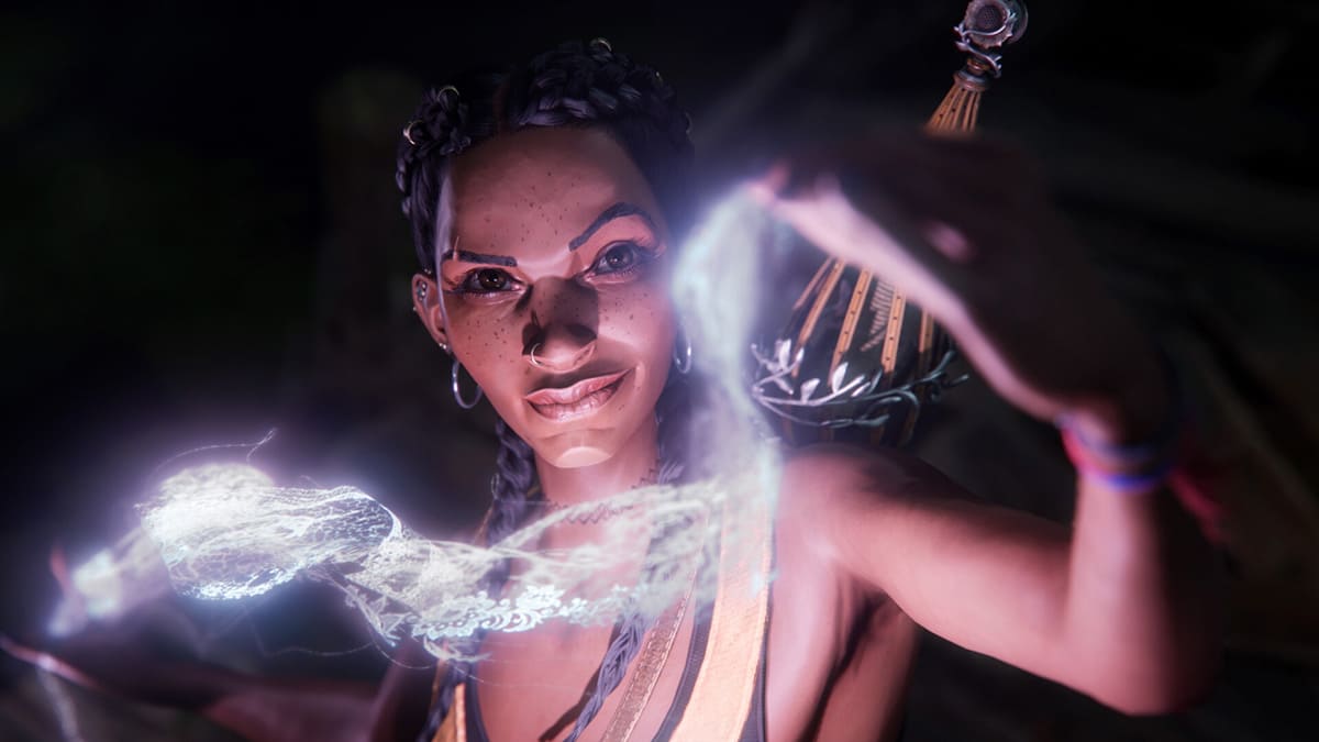 Hazel, la protagonista de South of Midnight, usa sus poderes de tejedora.