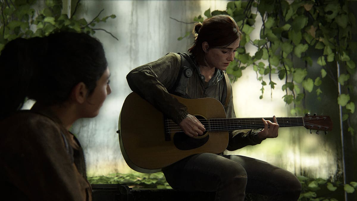 Ellie toca la guitarra en The Last of Us Parte II.