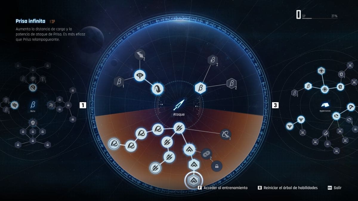 Árbol de talentos de Stellar Blade.