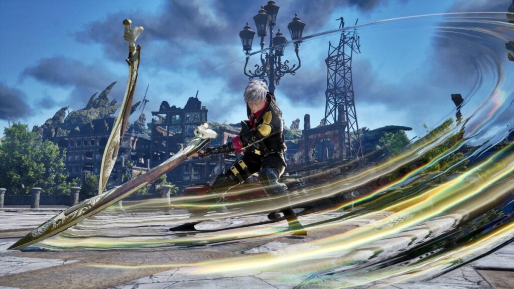 Protagonista de Code Vein II con una configuración de combate de espada dual