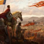 Ilustración conceptual de Total War: Medieval III en la que aparece el Cid junto a tropas cristianas
