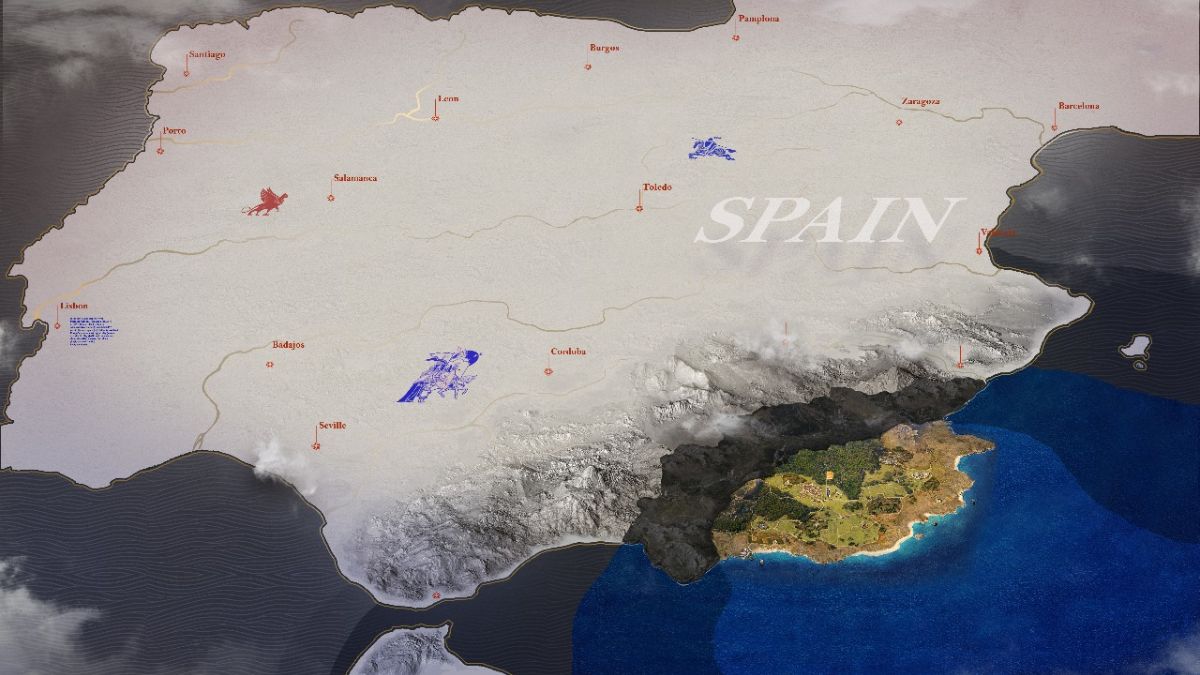 Mapa de campaña de Total War: Medieval III que muestra la Península Ibérica