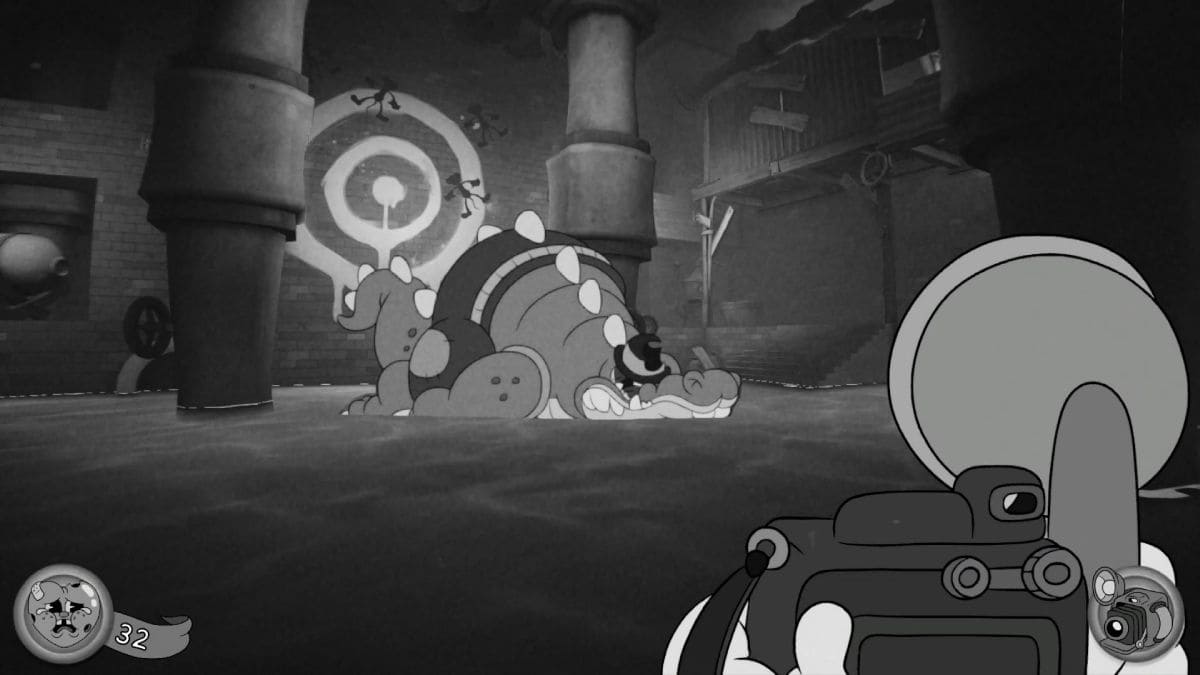 El protagonista de MOUSE: P.I. For Hire fotografía a un cocodrilo