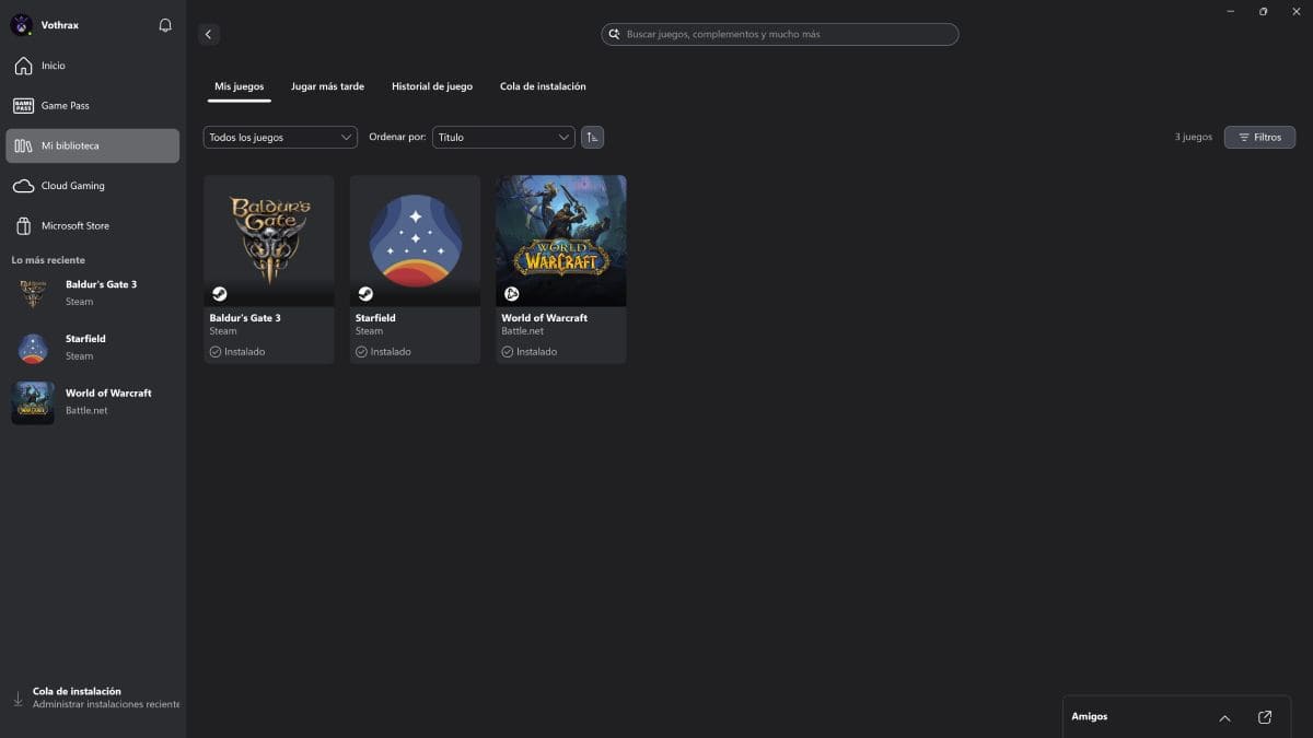 Aplicación de Xbox integrada en Windows 11